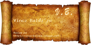 Vincz Balázs névjegykártya